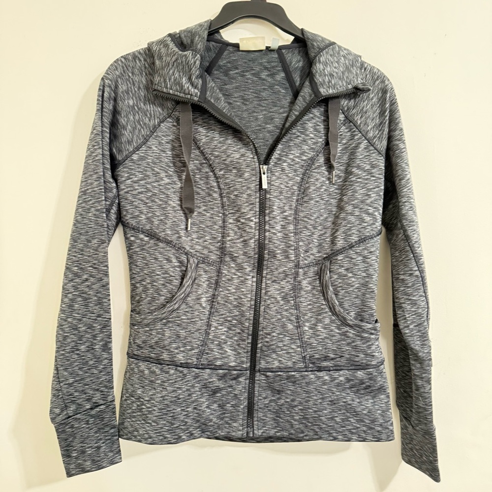 Athleta Heathered Grey Strength Zip Hoodie Jacket Size Medium